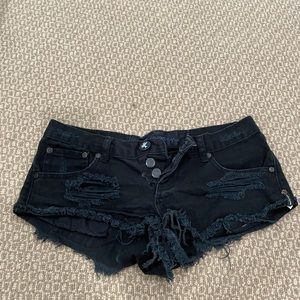 black jean shorts